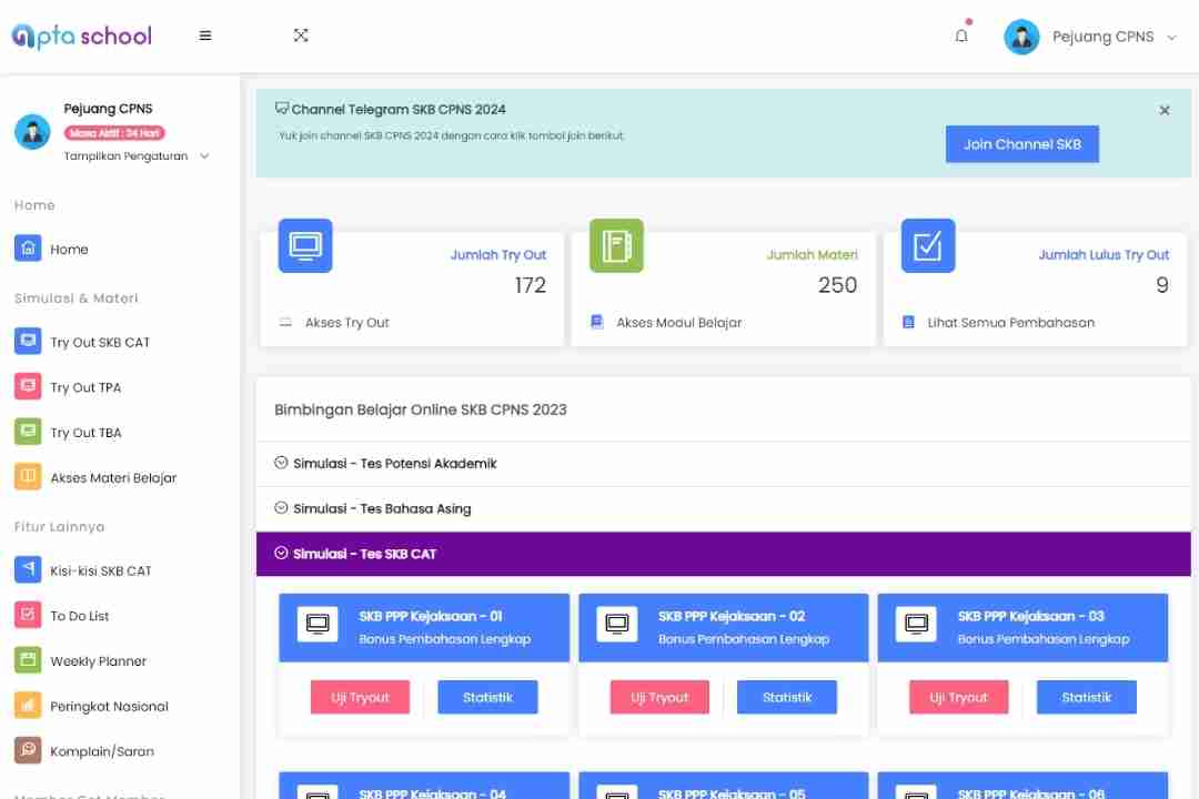 Bimbel Online SKB software-screen